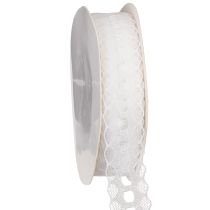 Artikel Decoratief lint met kant, katoen, fijne rand, op een rol, 25 mm breed, 10 m lang