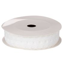 Artikel Decoratief lint met kant, katoen, fijne rand, op een rol, 25 mm breed, 10 m lang