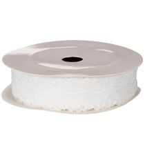Artikel Decoratief katoenen lint met kantpatroon op een rol, geschikt voor knutselprojecten en decoratie, 25 mm breed, 10 m lang.