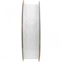 Kantlint wit, huwelijksdecoratie, decoratief lint bloemenpatroon W25mm L15m