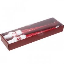 Artikel Taps toelopende sneeuwpop kaars kerst rood 26cm 2st