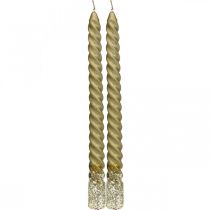 Taper kaarsen gedraaide kaarsen spiraal kaarsen goud 24cm 2st