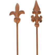 Artikel Tuinsteker met rustieke decoratie in de vorm van een lelie in antiek design voor buitengebruik, 60 cm, 2 stuks