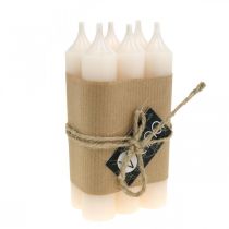 Artikel Stokkaars wit crème kaars decoratie 120mm/Ø21mm 6 st