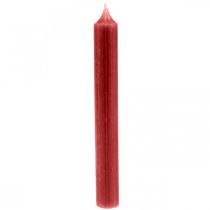 Staafkaars rood gekleurde kaarsen robijnrood 180mm/Ø21mm 6st
