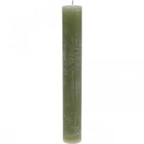 Artikel Effen kaarsen olijfgroene stokkaarsen 34×240mm 4 st
