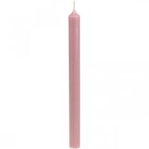 Landelijke kaarsen, effen roze 350/28mm 4st