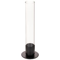 Artikel Kandelaar met taps toelopende glazen cilinder. Eenvoudig en tijdloos. 31 cm