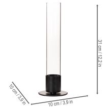 Artikel Kandelaar met taps toelopende glazen cilinder. Eenvoudig en tijdloos. 31 cm