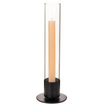 Artikel Kandelaar met taps toelopende glazen cilinder. Eenvoudig en tijdloos. 31 cm