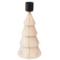 Artikel Stokkaarshouder houten decoratie kerstboom naturel H16cm 2 stuks