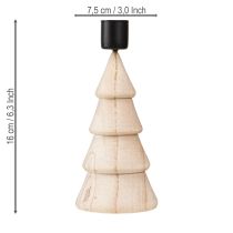 Artikel Stokkaarshouder houten decoratie kerstboom naturel H16cm 2 stuks
