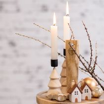 Artikel Stokkaarshouder houten decoratie kerstboom naturel H16cm 2 stuks