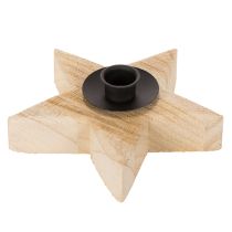 Artikel Rustieke houten stervormige kaarsenhouder voor smalle kaarsen, 16 cm