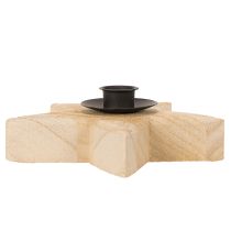 Artikel Rustieke houten stervormige kaarsenhouder voor smalle kaarsen, 16 cm