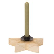 Artikel Rustieke houten stervormige kaarsenhouder voor smalle kaarsen, 16 cm