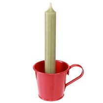 Artikel Metalen kaarsenhouder beker rood H6cm 6 stuks