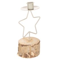 Artikel Stervormige kaarsenhouder met houten voet voor een kaars van 20 cm.