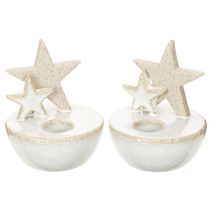Artikel Keramische sterrenkaarsenstandaards, kerstdecoratie, 11 cm, 2 stuks