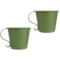 Artikel Stokkandelaar vintage beker metaal groen Ø7cm H6cm 2st