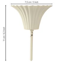 Artikel Kandelaar met puntige bloemvorm, crèmekleurig, 11 cm, 4 stuks