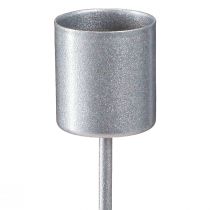 Artikel Stokkaarsenhouder voor insteekkaarsenhouder zilvergrijs Ø2,5cm H11cm 16 st