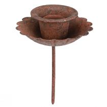 Artikel Stokkaarshouder om in te steken, roestlook, Ø8,5cm, H4cm, 4 stuks