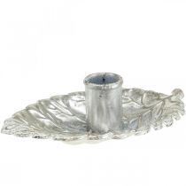 Kandelaar bord blad zilver 16.5x10.5x5cm