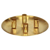 Stokkandelaar goud Ø2,5cm kaarsplaat metaal Ø23cm