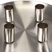 Stokkandelaar zilver Ø2,5cm kaarsplaat metaal Ø23cm