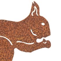 Artikel Tuinpaal met eekhoornmotief, roestbruine decoratieve paal voor bloemperk en bloempot, 52 cm, 2 stuks
