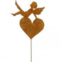 Tuinstaak Kerst engel hart patina decoratie 14.5cm