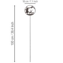 Artikel Decoratieve paal, bosdieren, hert en dennenboom, 100 cm