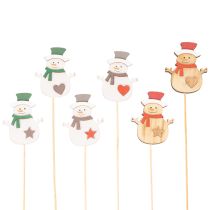 Artikel Houten sneeuwpoppenstokjes voor bloemversiering, Kerstmis, 31 cm, 12 stuks