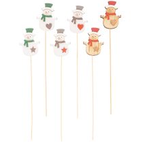 Artikel Houten sneeuwpoppenstokjes voor bloemversiering, Kerstmis, 31 cm, 12 stuks