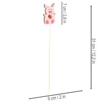 Artikel Decoratieve bloemversiering in de vorm van een biggetje, hout, 31 cm, 16 stuks