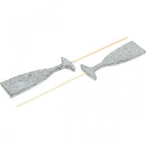 Artikel Oudjaarsdecoratie champagneglas zilveren bloempluggen 9cm 18 st