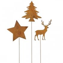 Artikel Tuinsteker patina hert decoratieve ster dennenboom H10/15cm 3 st