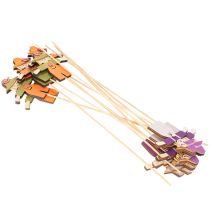 Artikel Houten vogelverschrikkerdecoraties, diverse kleuren, 30 cm, 12 stuks
