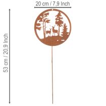 Artikel Tuinpaal, roestkleurig, rond, met hertensilhouet, bosdecoratie, 53 cm, 2 stuks