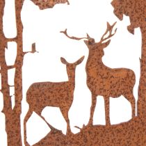 Artikel Tuinpaal, roestkleurig, rond, met hertensilhouet, bosdecoratie, 53 cm, 2 stuks