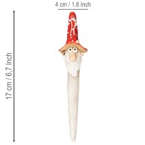 Artikel Dwergfiguurtje om op te plakken, met lange baard en paddenstoelhoed, decoratie, 17 cm, 2 stuks