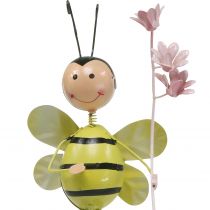 Artikel Bloemplug bij met bloem, metalen decoratie lente zomer 4st