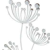Lentedecoratie, deco plug bloem shabby chic wit, zilver L87cm B18cm
