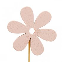 Bloemsteker houten siersteker bloem gekleurd 6,5cm 12st
