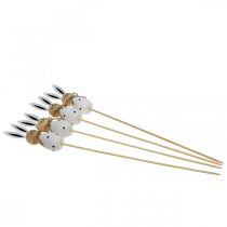 Artikel Bloemenstok Konijn Houten Paashaas Zwart/Wit H34cm 4 st.