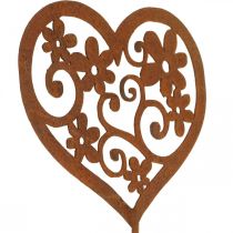 Bloemsteker hart tuindecoratie patina Valentijnsdag 10×8.5cm