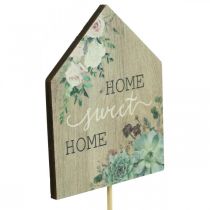 Bloemstekers hout Home Sweet Home decoratie 6,5x7,5cm 18st