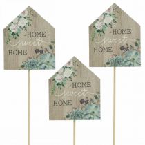 Artikel Bloemstekers hout Home Sweet Home decoratie 6,5x7,5cm 18st