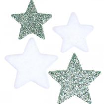 Artikel Strooidecoratie Kerst strooisterren groen wit Ø4/5cm 40 st